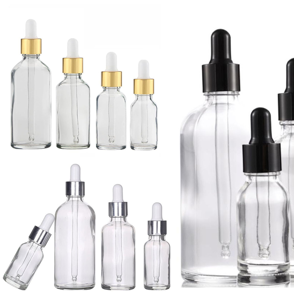 Juice Bottle Dropper - 5/10/15/30/50/0ml Clear Glass Dropper Bottle Jars